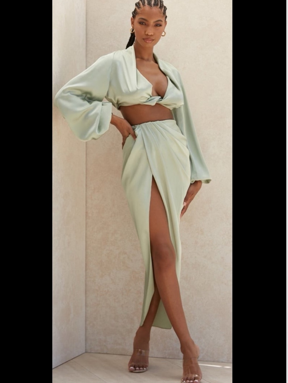 House of CB Satin Mido Skirt